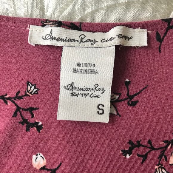 American Rag Floral Peplum Button Down Blouse Bell Sleeve Ruffle Top S - Picture 13 of 14